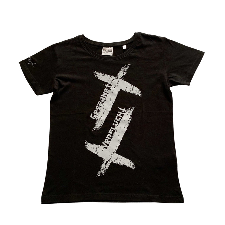 Damen T-Shirt | Gesegnet & Verflucht | kurzarm schwarz