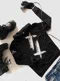 Damen Hoodie | Gesegnet & Verflucht | schwarz